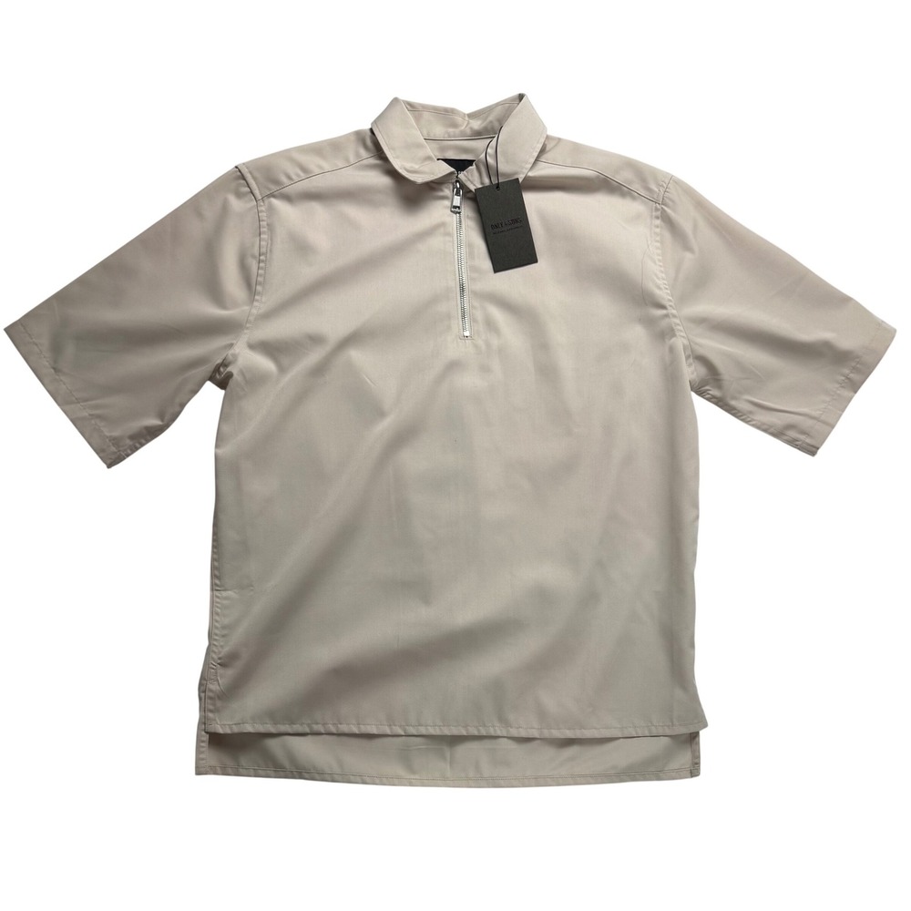 Only & Sons Mens Relaxed Half Zip Short Sleeve Shirt Pumice Stone Small